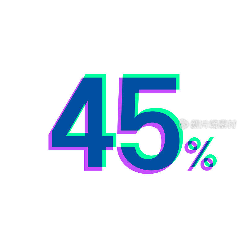 45% - 45%。图标与两种颜色叠加在白色背景上